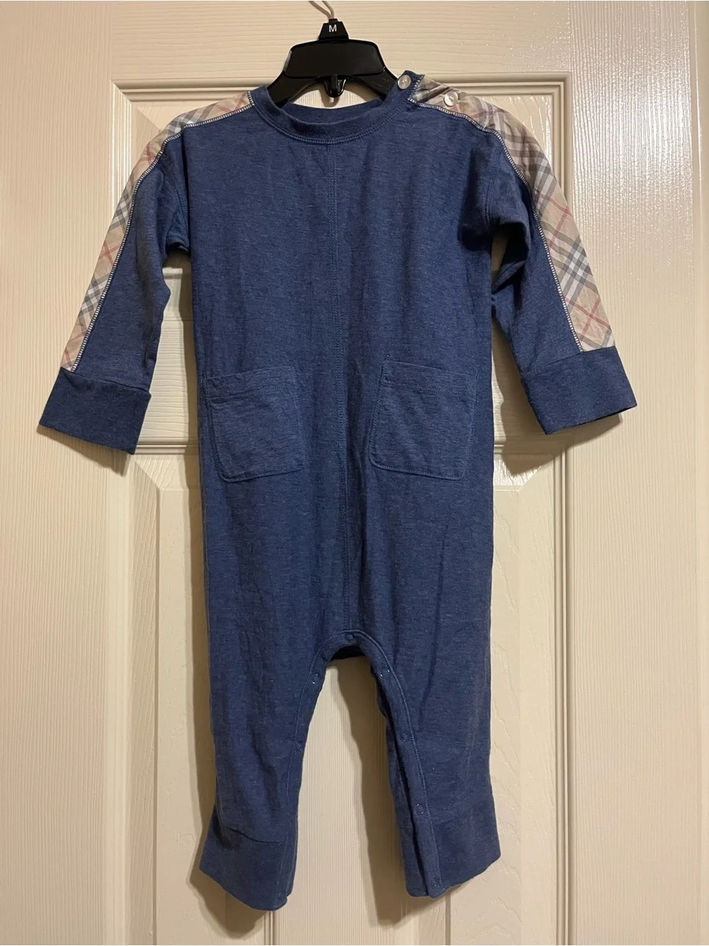 Burberry Classic Navy One-Piece Romper with Matching Hat